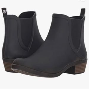 Lucky Brand Basel H20 Rain Boot Chelsea Boot Zipper Waterproof Black Heeled 8M